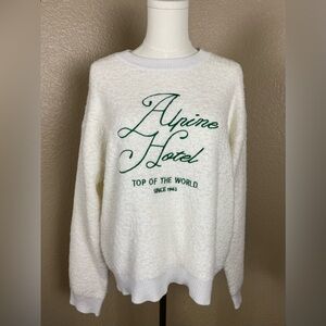 Universal Thread Women’s “Alpine Hotel” Graphic Sweater – Cream – Large – NWT